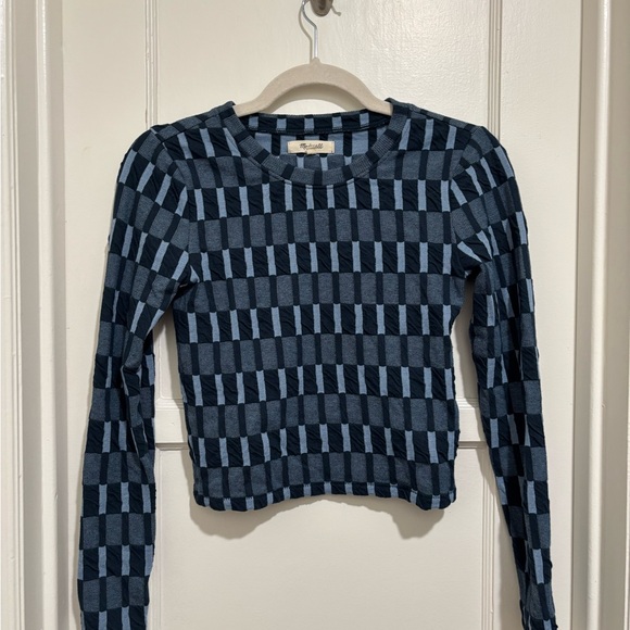 Madewell Fine Ribbed Supercrop Crewneck Long-Sleeve Tee XS - Picture 3 of 4